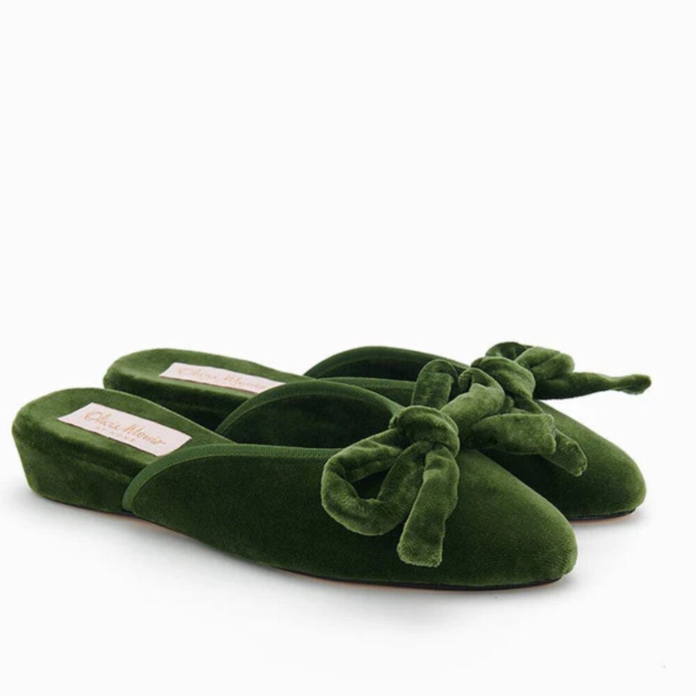 NIB - OLIVIA MORRIS At Home DAPHNE SLIPPER SLIDE | Lime Velvet